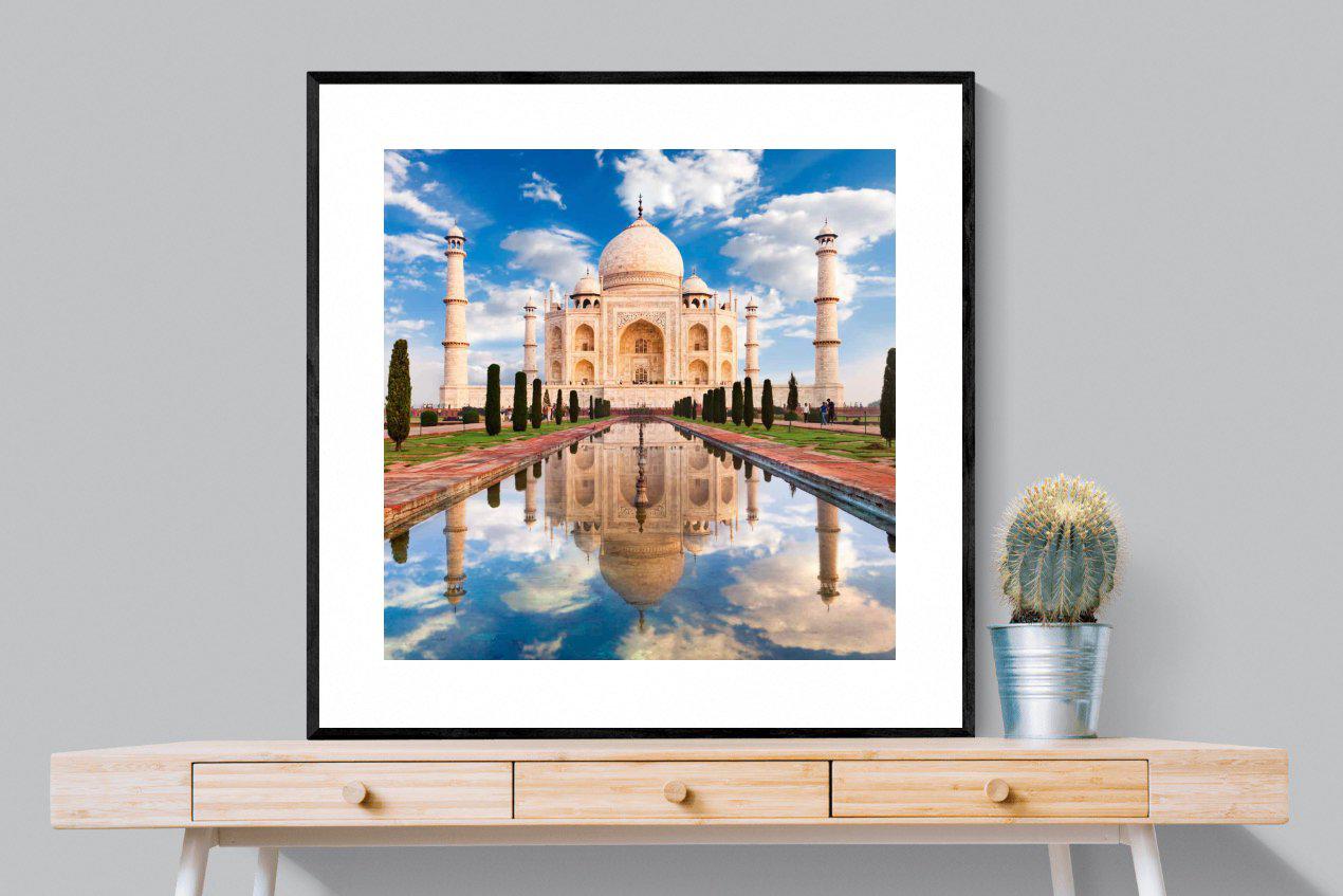 Taj Mahal-Wall_Art-100 x 100cm-Framed Print-Black-Pixalot