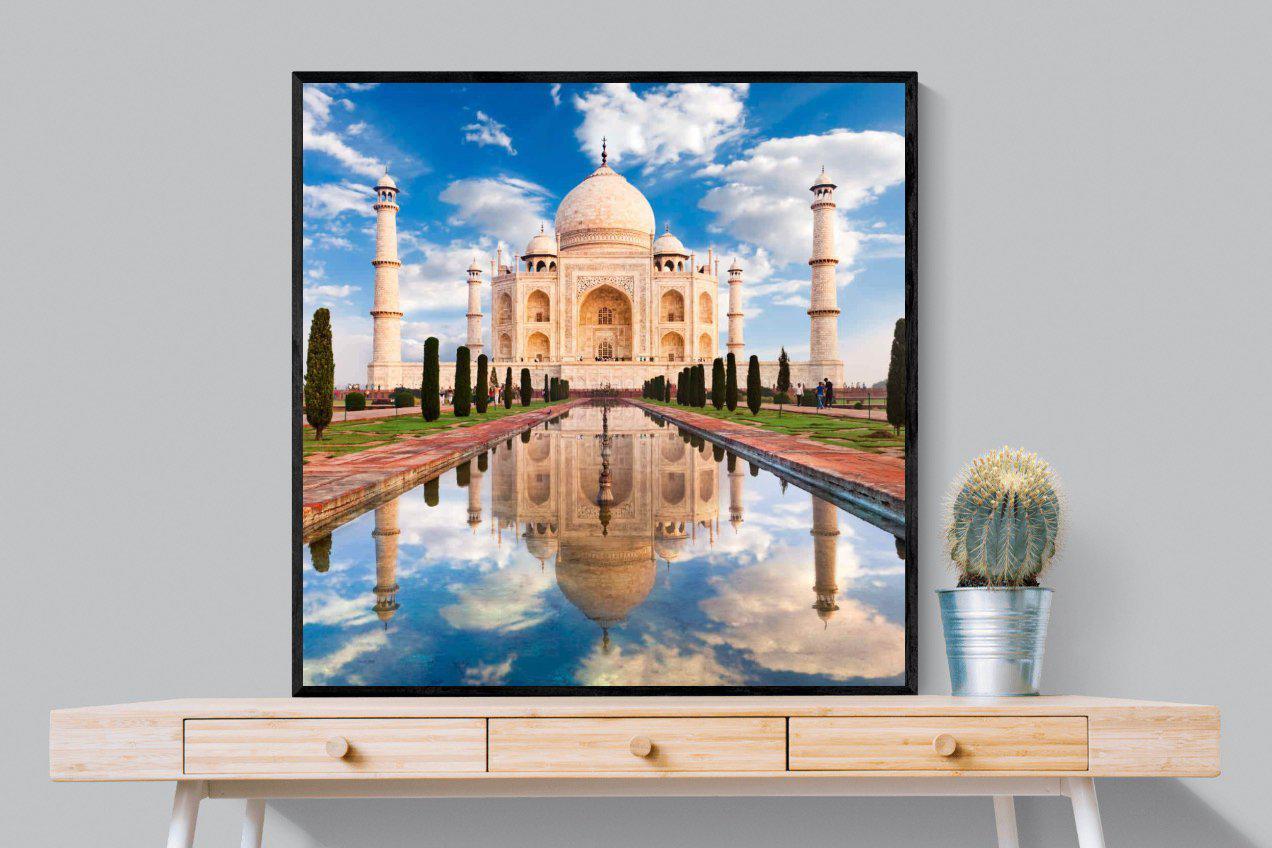 Taj Mahal-Wall_Art-100 x 100cm-Mounted Canvas-Black-Pixalot