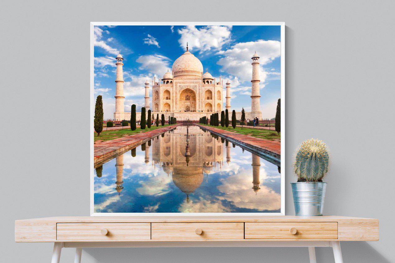Taj Mahal-Wall_Art-100 x 100cm-Mounted Canvas-White-Pixalot