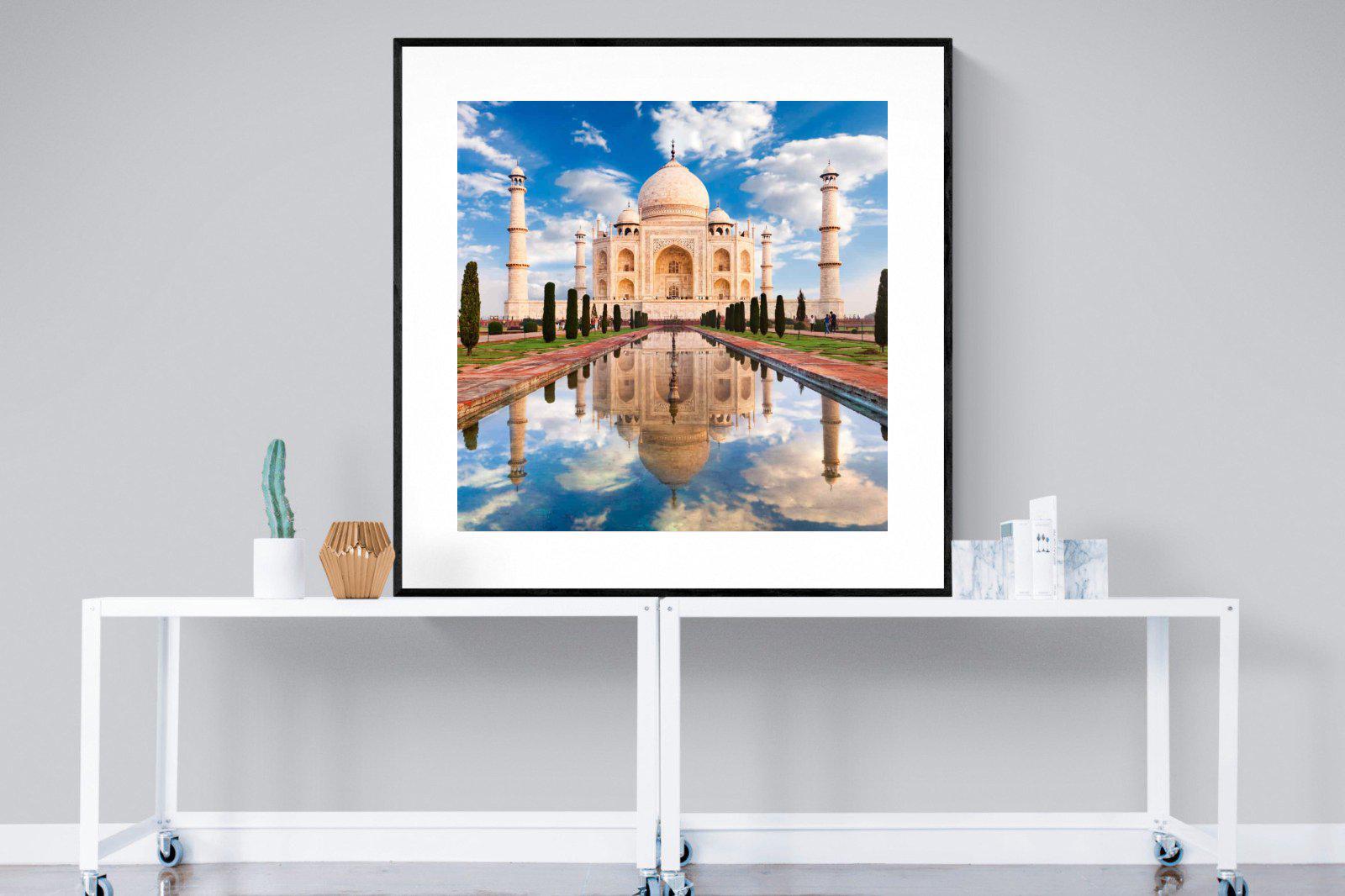Taj Mahal-Wall_Art-120 x 120cm-Framed Print-Black-Pixalot