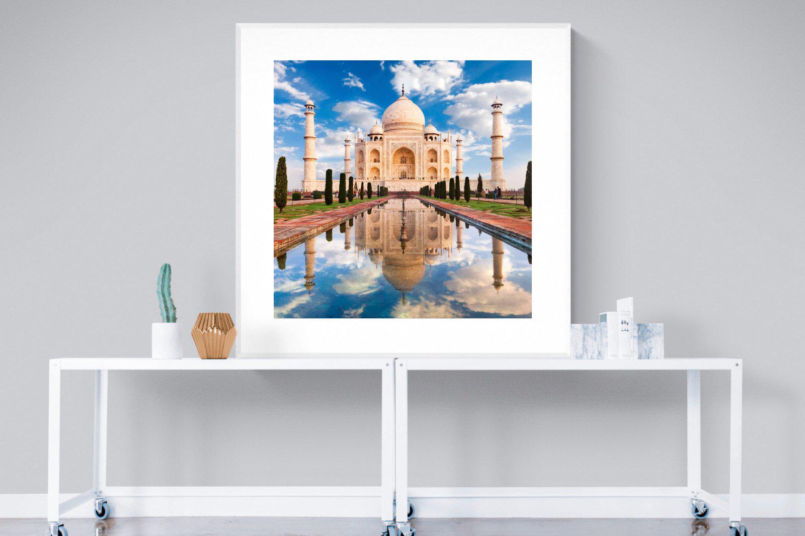 Taj Mahal-Wall_Art-120 x 120cm-Framed Print-White-Pixalot