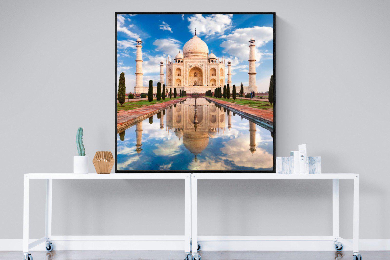 Taj Mahal-Wall_Art-120 x 120cm-Mounted Canvas-Black-Pixalot