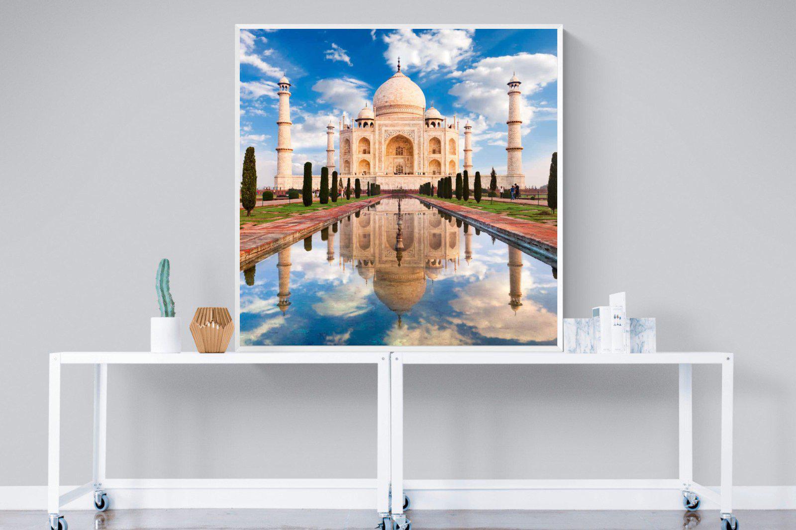 Taj Mahal-Wall_Art-120 x 120cm-Mounted Canvas-White-Pixalot