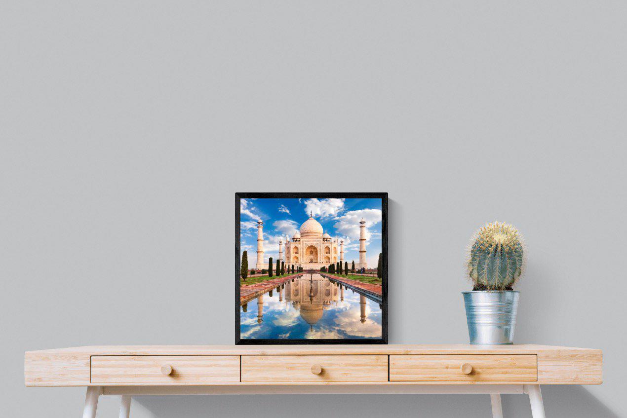 Taj Mahal-Wall_Art-50 x 50cm-Mounted Canvas-Black-Pixalot