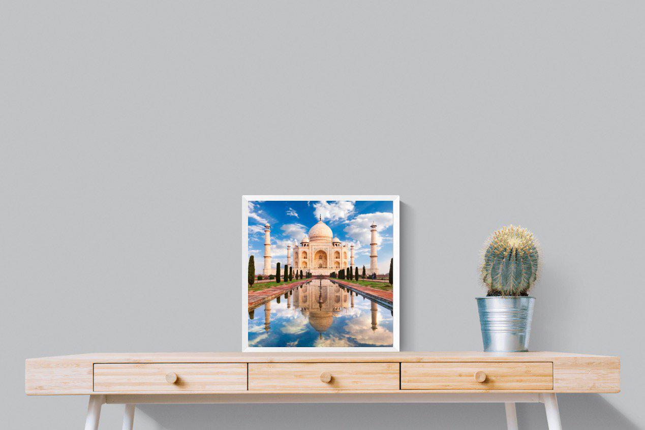 Taj Mahal-Wall_Art-50 x 50cm-Mounted Canvas-White-Pixalot