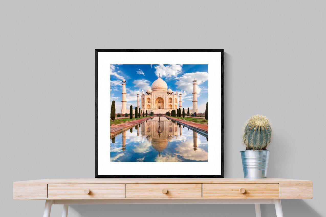 Taj Mahal-Wall_Art-80 x 80cm-Framed Print-Black-Pixalot