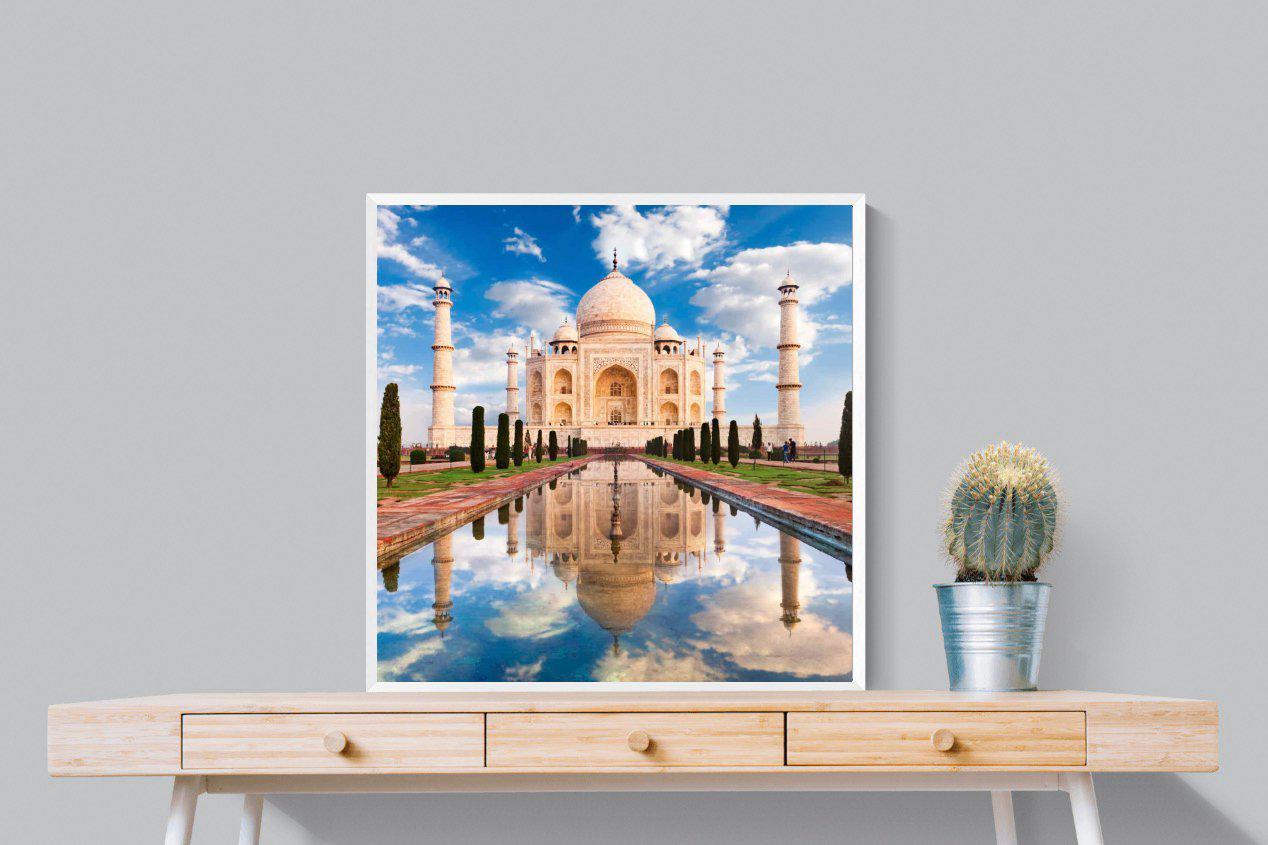 Taj Mahal-Wall_Art-80 x 80cm-Mounted Canvas-White-Pixalot