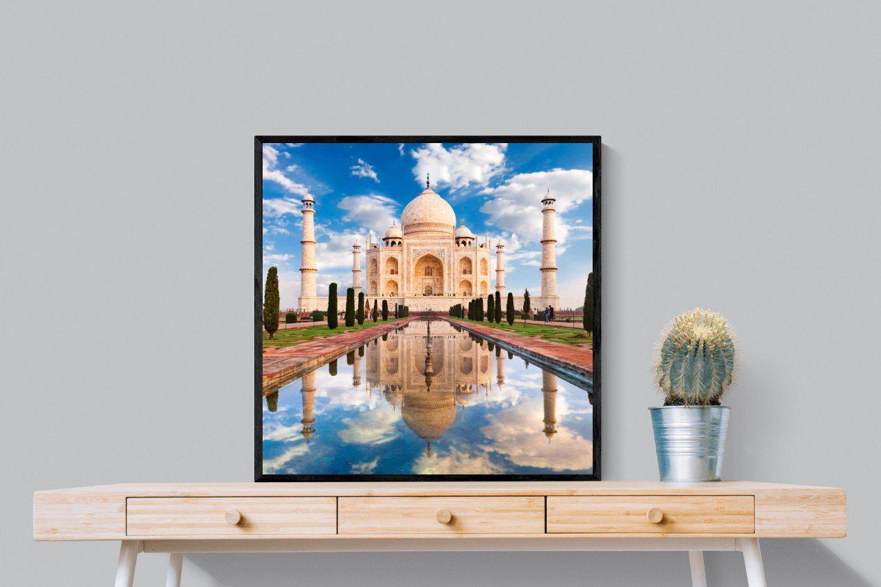 Taj Mahal-Wall_Art-80 x 80cm-Mounted Canvas-Black-Pixalot