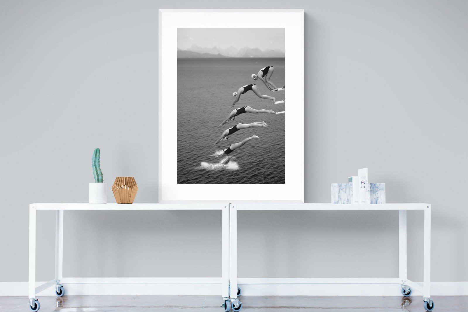 Take a Dive-Wall_Art-90 x 120cm-Framed Print-White-Pixalot