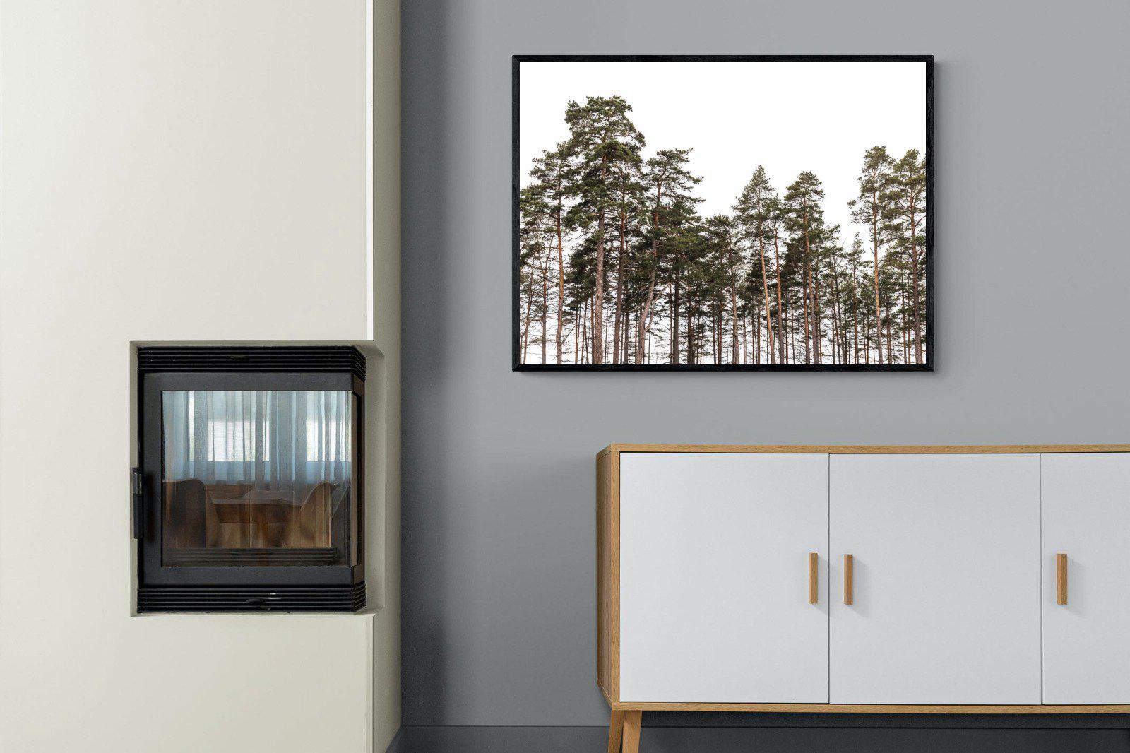 Tall Pines-Wall_Art-100 x 75cm-Mounted Canvas-Black-Pixalot