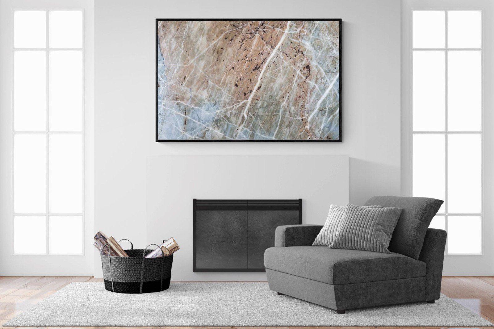 Textured Marble-Wall_Art-150 x 100cm-Mounted Canvas-Black-Pixalot