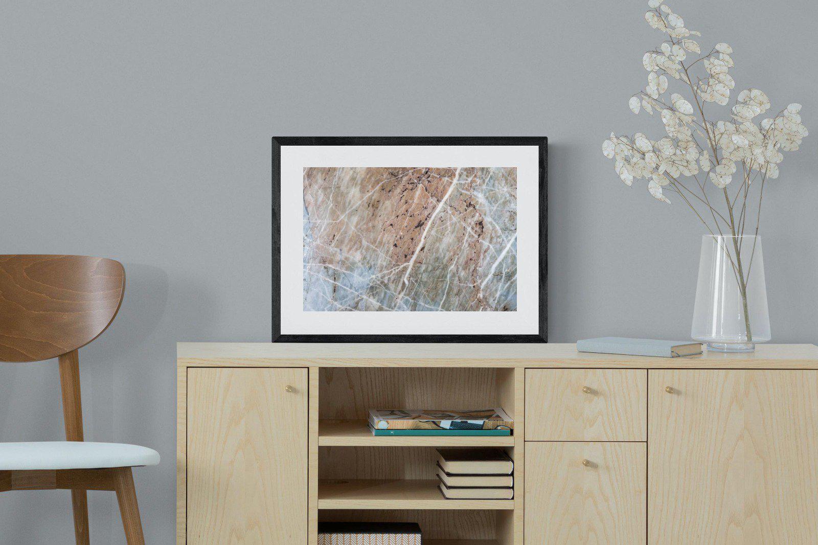 Textured Marble-Wall_Art-60 x 45cm-Framed Print-Black-Pixalot