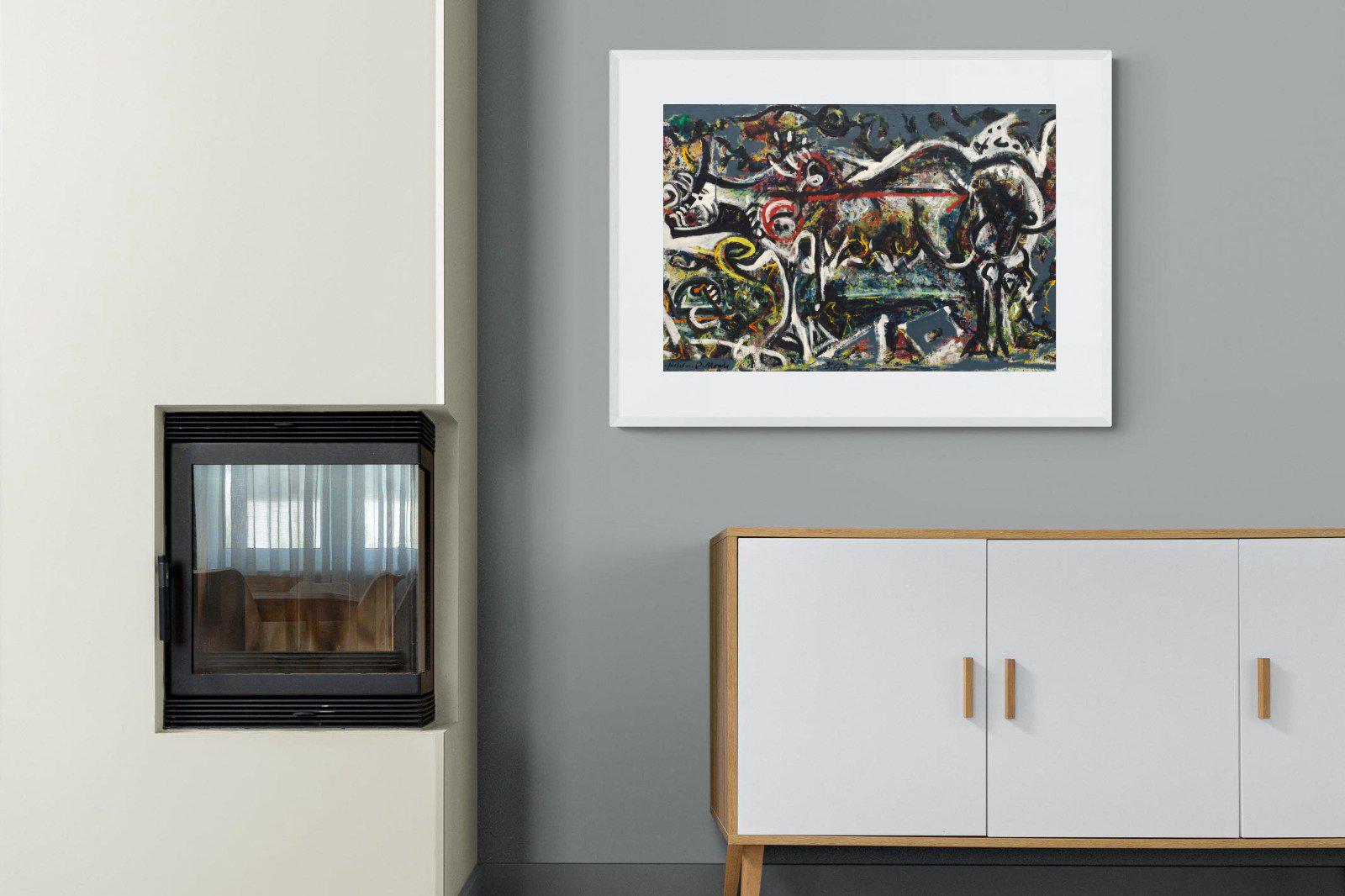 The She Wolf-Wall_Art-100 x 75cm-Framed Print-White-Pixalot