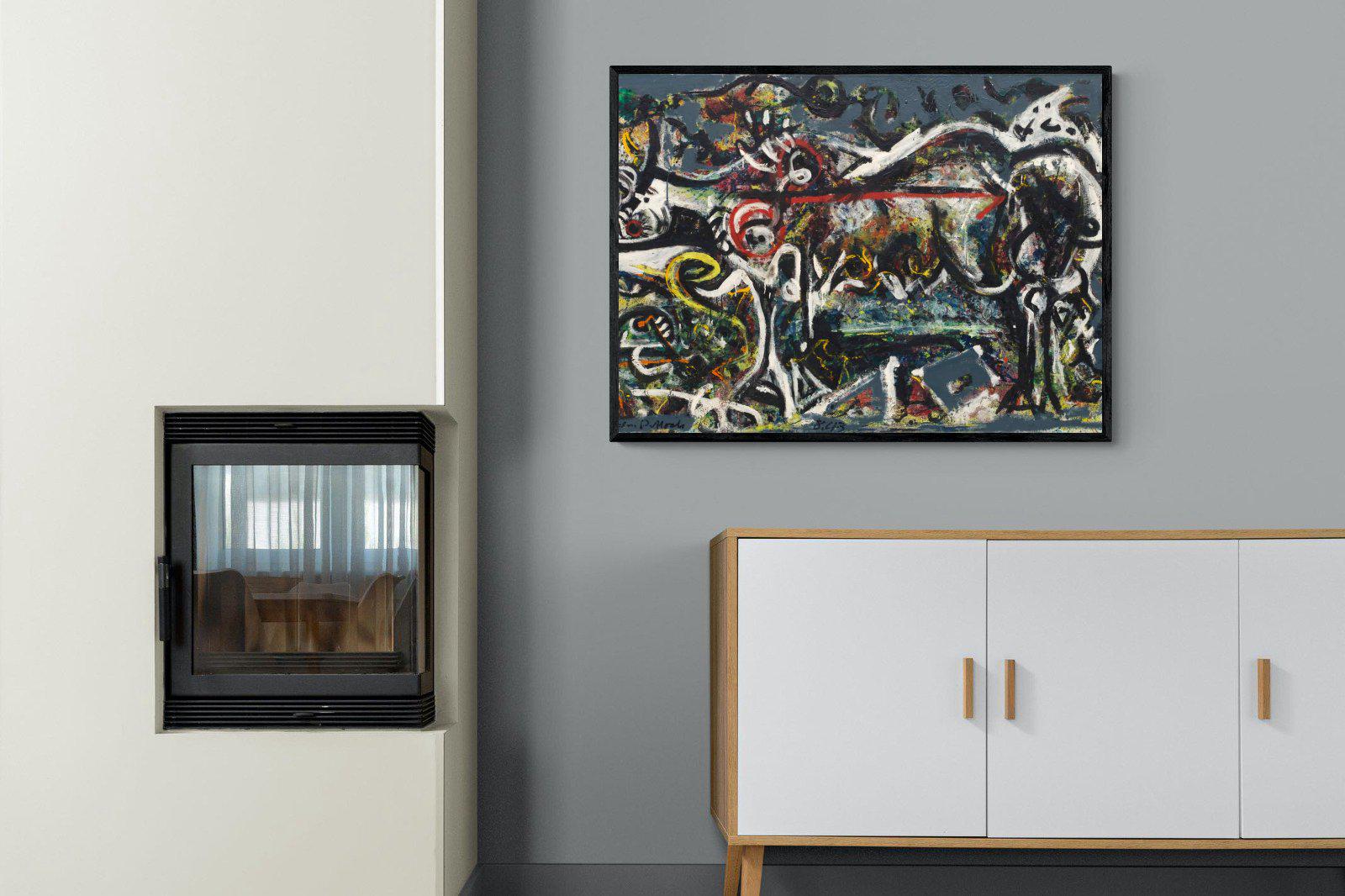 The She Wolf-Wall_Art-100 x 75cm-Mounted Canvas-Black-Pixalot