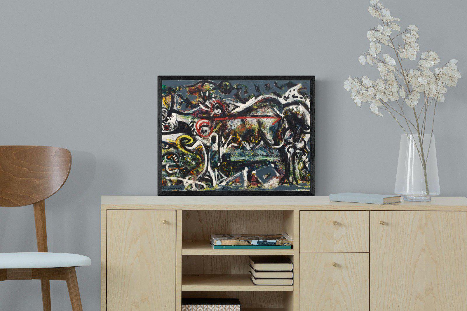 The She Wolf-Wall_Art-60 x 45cm-Mounted Canvas-Black-Pixalot