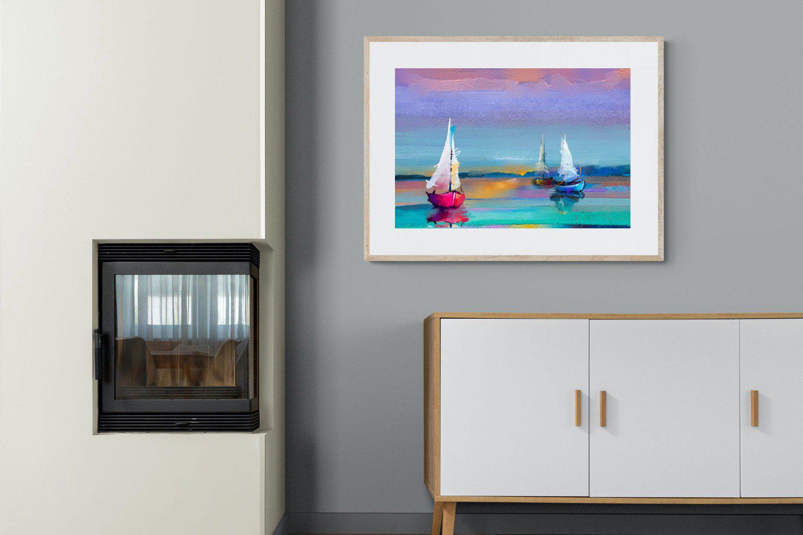Three Sails-Wall_Art-100 x 75cm-Framed Print-Wood-Pixalot