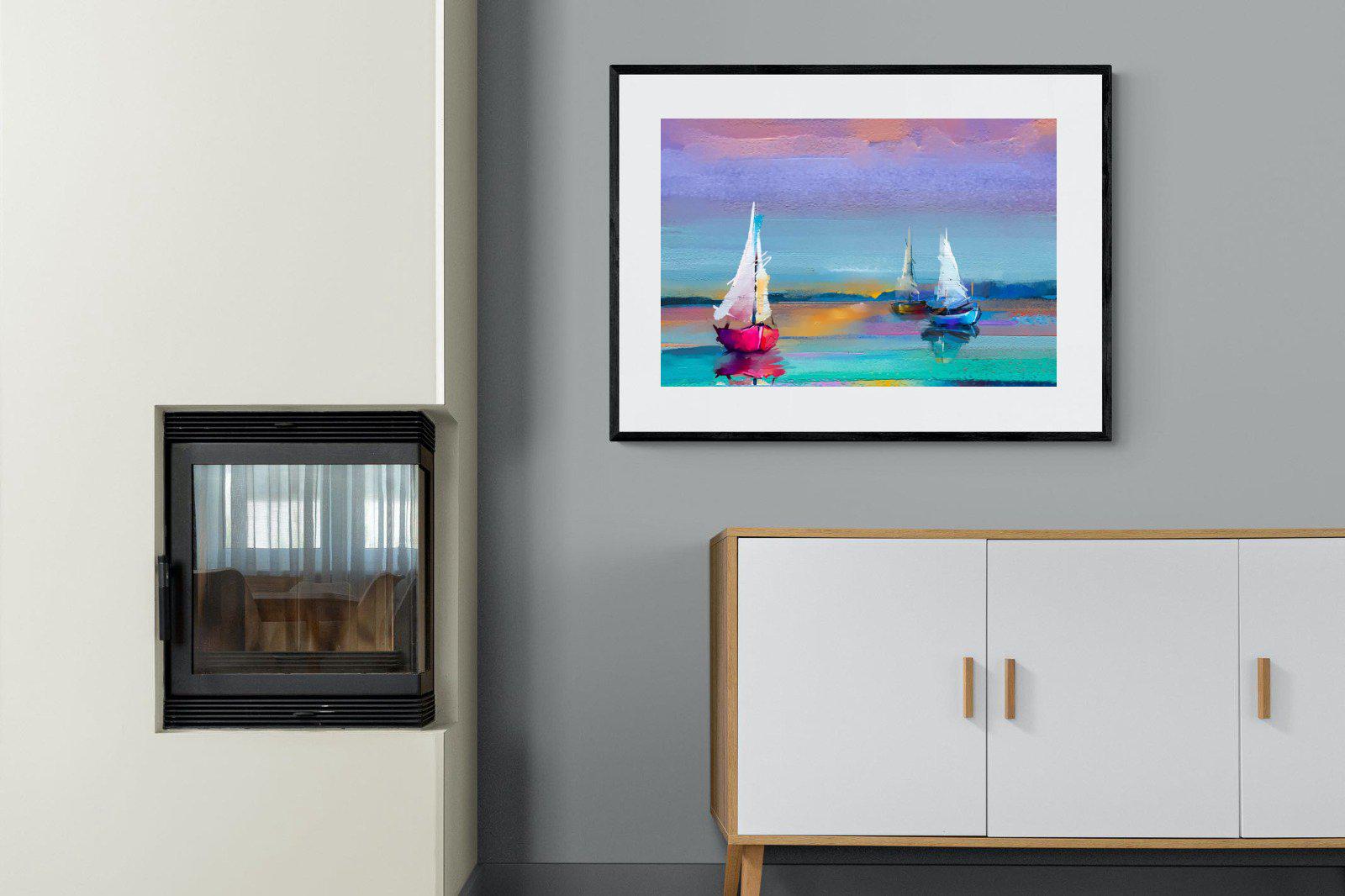 Three Sails-Wall_Art-100 x 75cm-Framed Print-Black-Pixalot