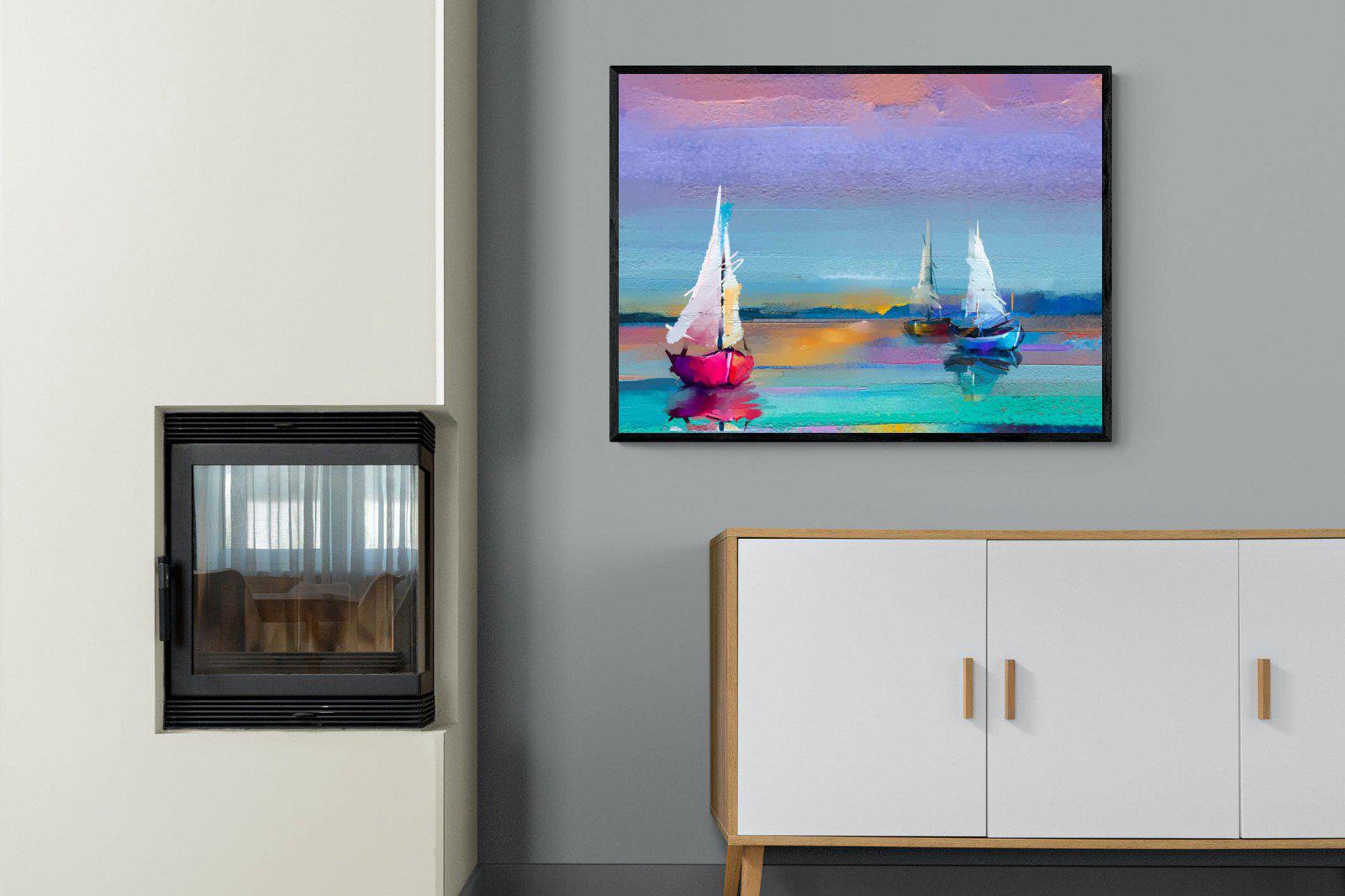 Three Sails-Wall_Art-100 x 75cm-Mounted Canvas-Black-Pixalot