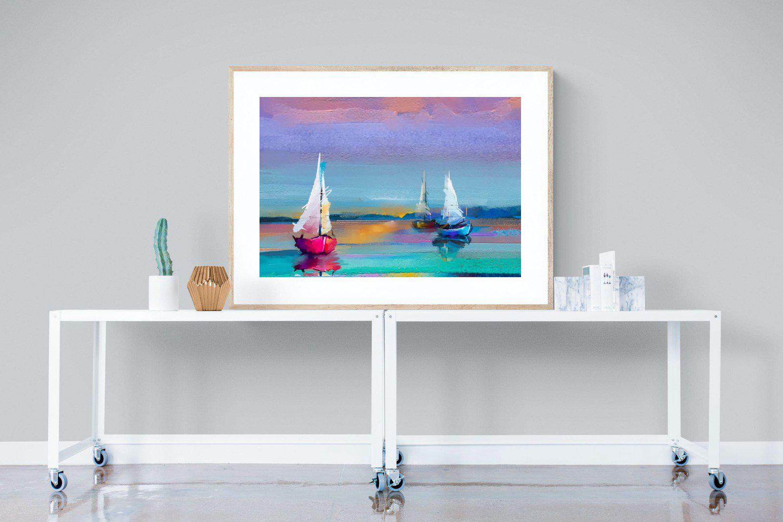 Three Sails-Wall_Art-120 x 90cm-Framed Print-Wood-Pixalot