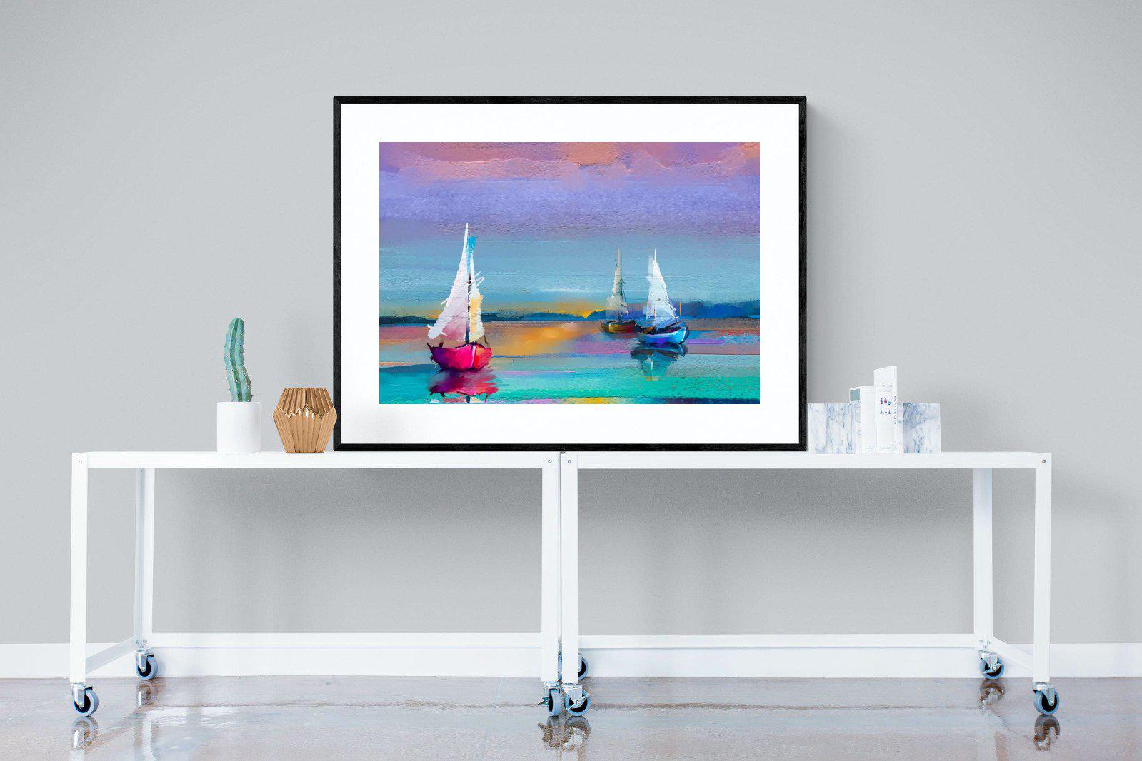 Three Sails-Wall_Art-120 x 90cm-Framed Print-Black-Pixalot