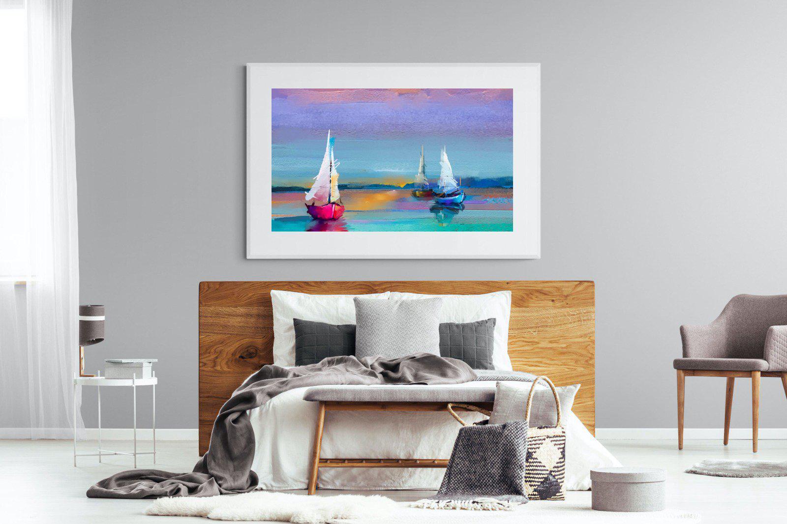 Three Sails-Wall_Art-150 x 100cm-Framed Print-White-Pixalot