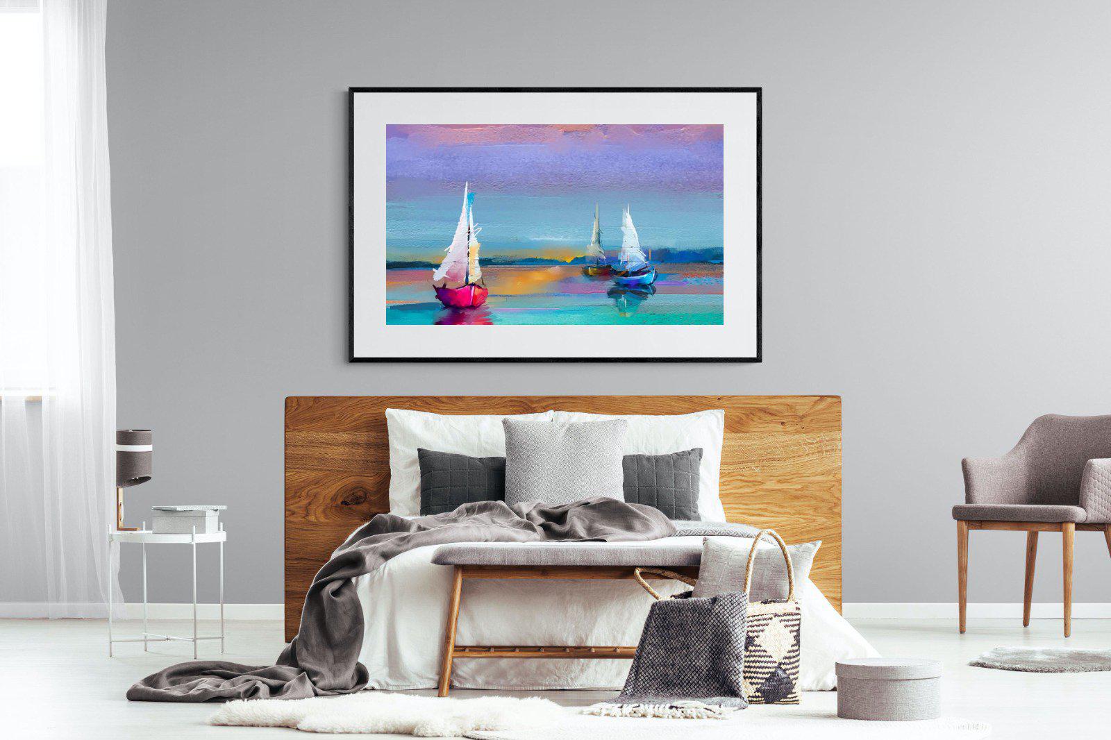 Three Sails-Wall_Art-150 x 100cm-Framed Print-Black-Pixalot
