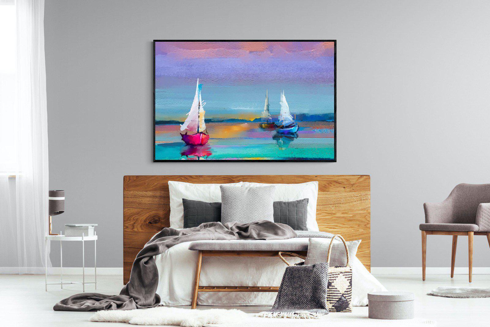 Three Sails-Wall_Art-150 x 100cm-Mounted Canvas-Black-Pixalot