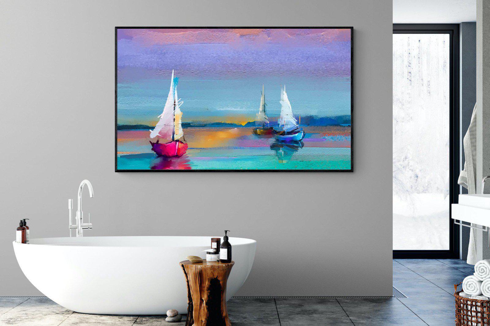 Three Sails-Wall_Art-180 x 110cm-Mounted Canvas-Black-Pixalot