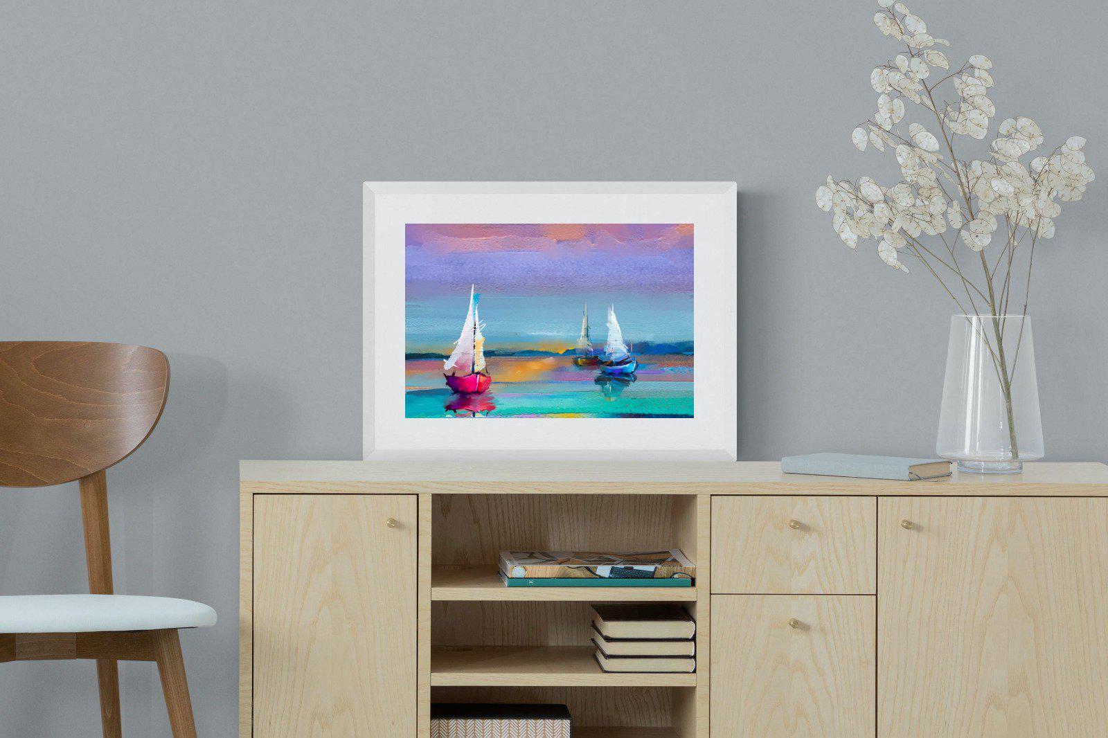 Three Sails-Wall_Art-60 x 45cm-Framed Print-White-Pixalot