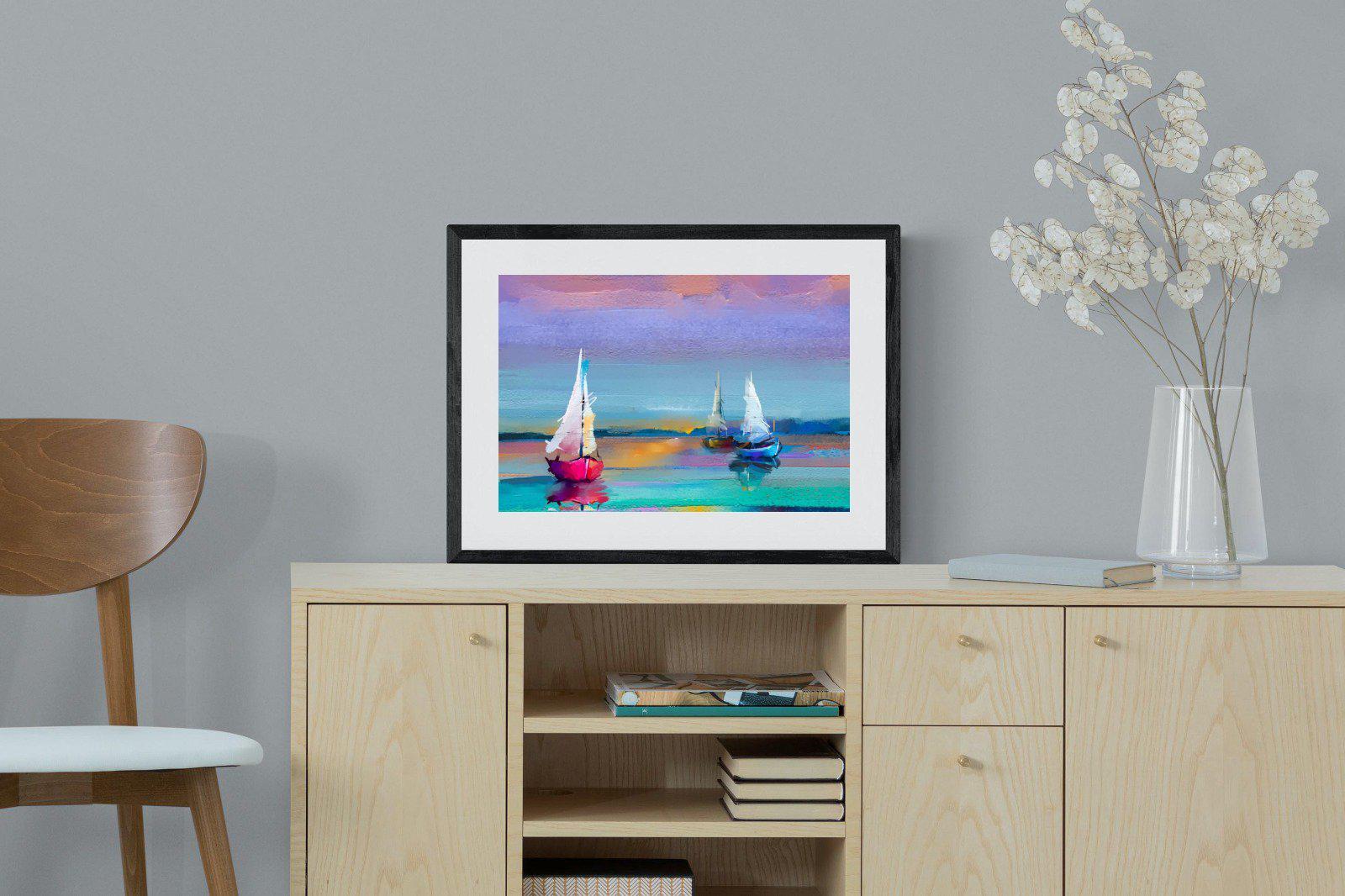 Three Sails-Wall_Art-60 x 45cm-Framed Print-Black-Pixalot