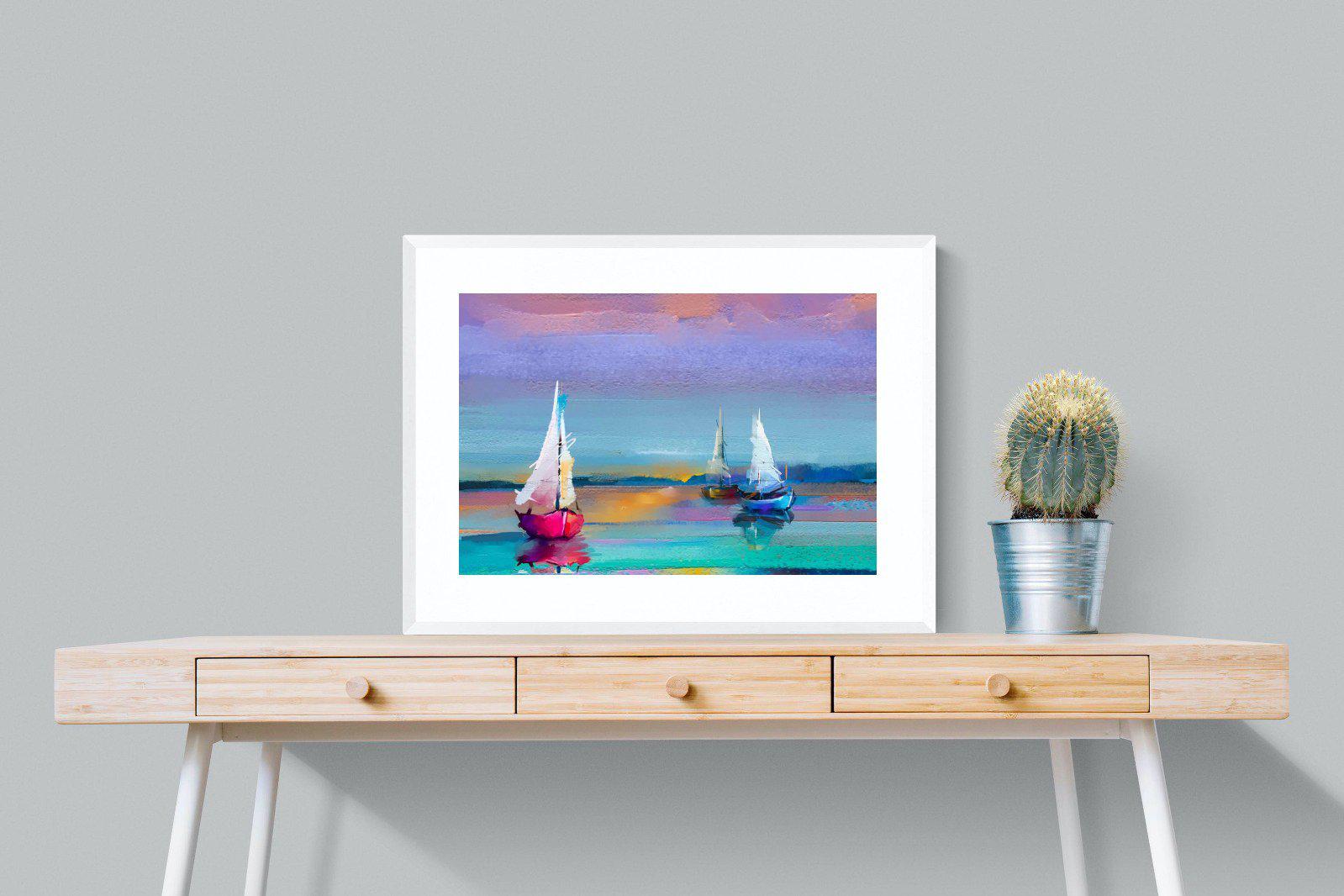 Three Sails-Wall_Art-80 x 60cm-Framed Print-White-Pixalot