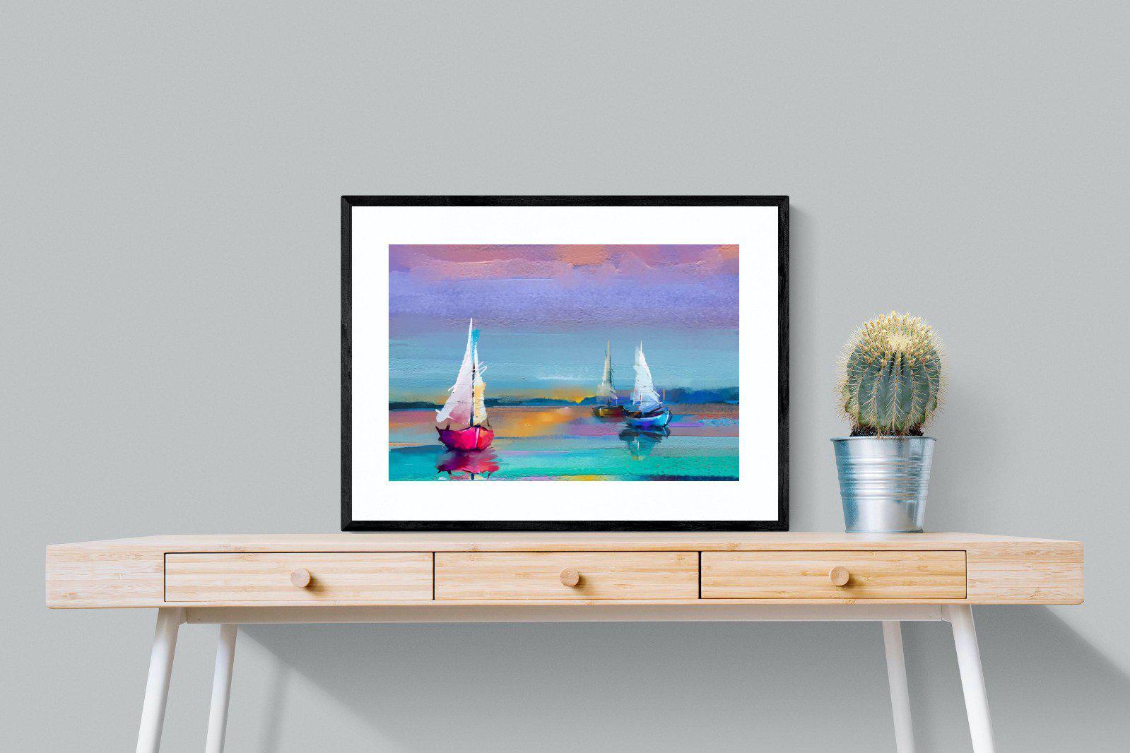 Three Sails-Wall_Art-80 x 60cm-Framed Print-Black-Pixalot
