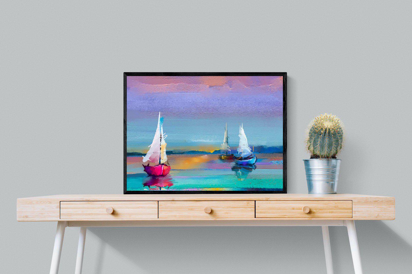 Three Sails-Wall_Art-80 x 60cm-Mounted Canvas-Black-Pixalot