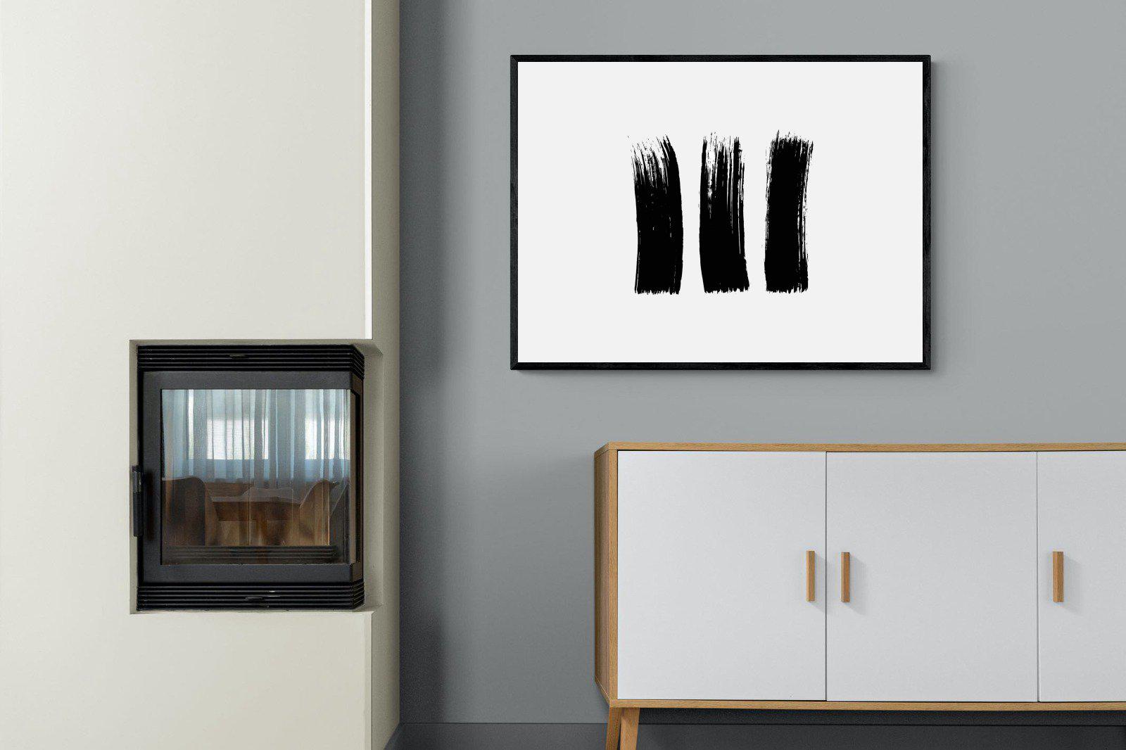 Three Stroke-Wall_Art-100 x 75cm-Mounted Canvas-Black-Pixalot