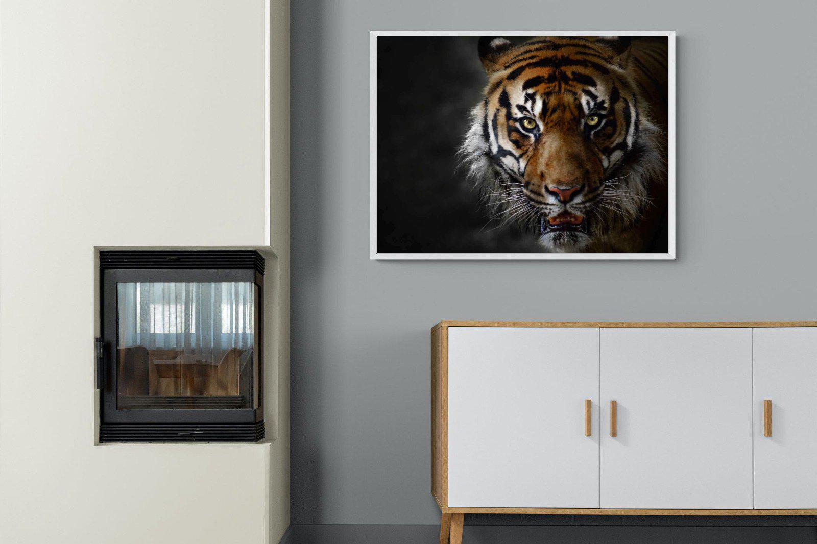 Tiger-Wall_Art-100 x 75cm-Mounted Canvas-White-Pixalot
