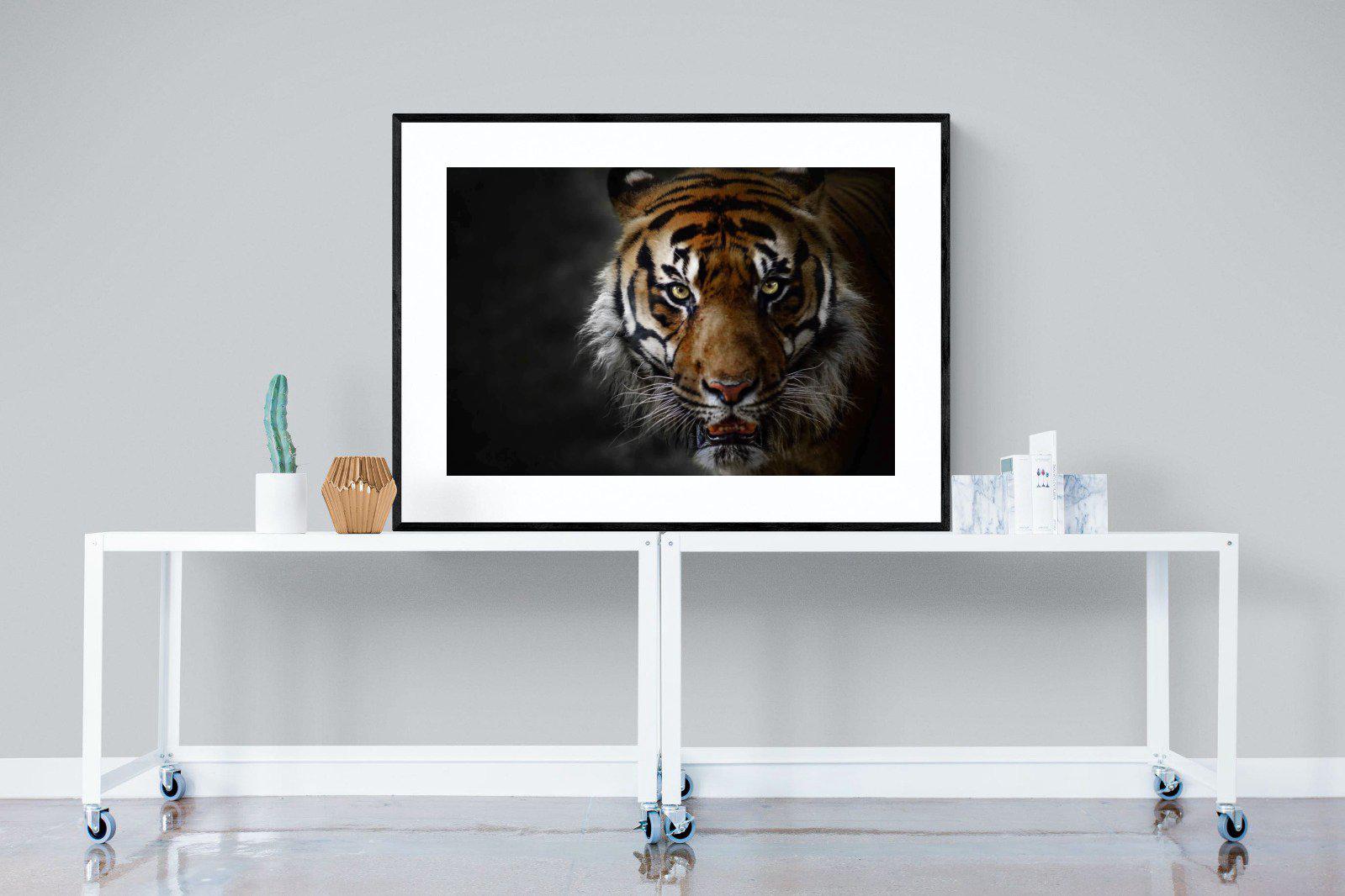 Tiger-Wall_Art-120 x 90cm-Framed Print-Black-Pixalot