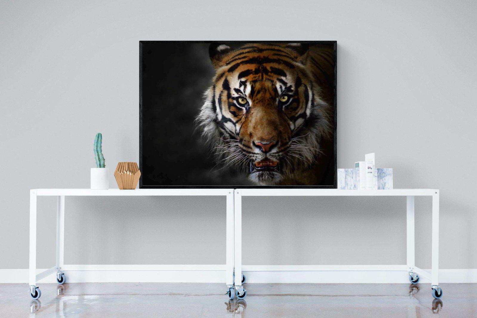 Tiger-Wall_Art-120 x 90cm-Mounted Canvas-Black-Pixalot