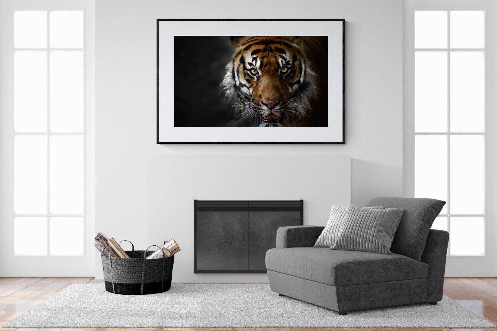 Tiger-Wall_Art-150 x 100cm-Framed Print-Black-Pixalot