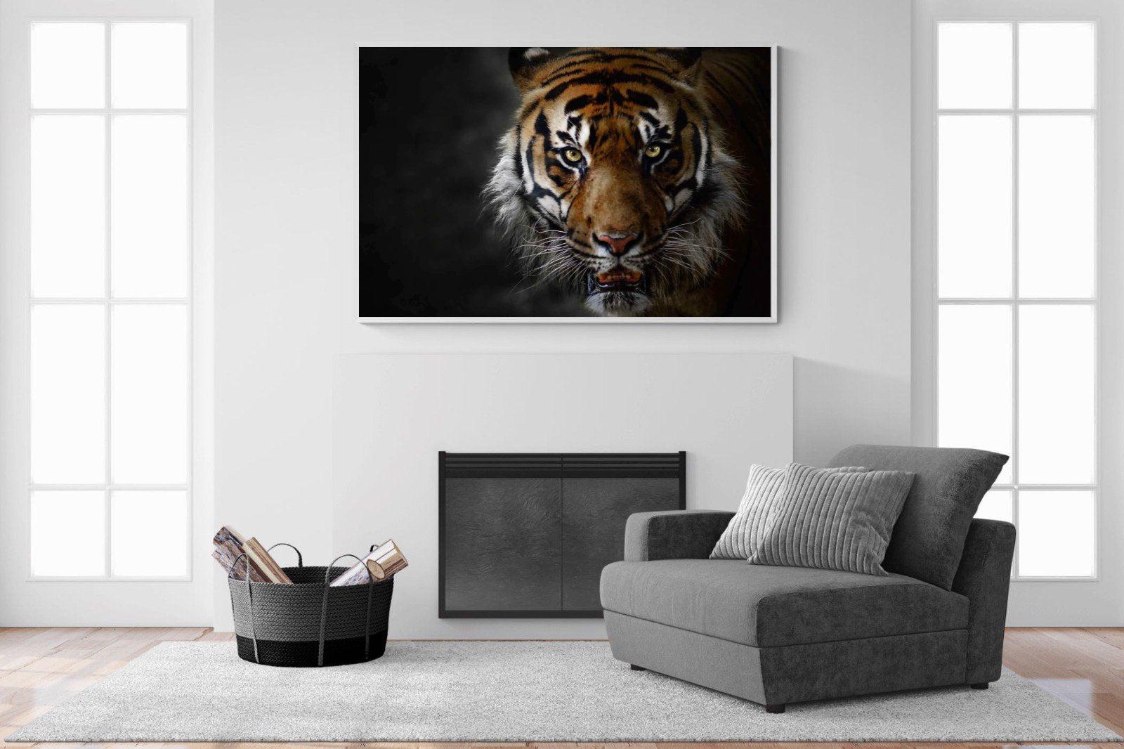 Tiger-Wall_Art-150 x 100cm-Mounted Canvas-White-Pixalot