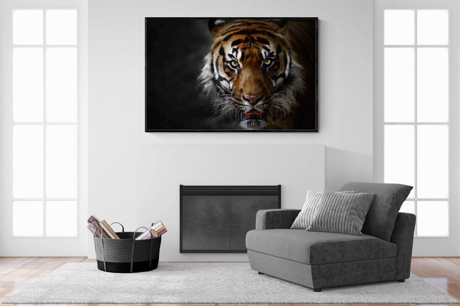 Tiger-Wall_Art-150 x 100cm-Mounted Canvas-Black-Pixalot