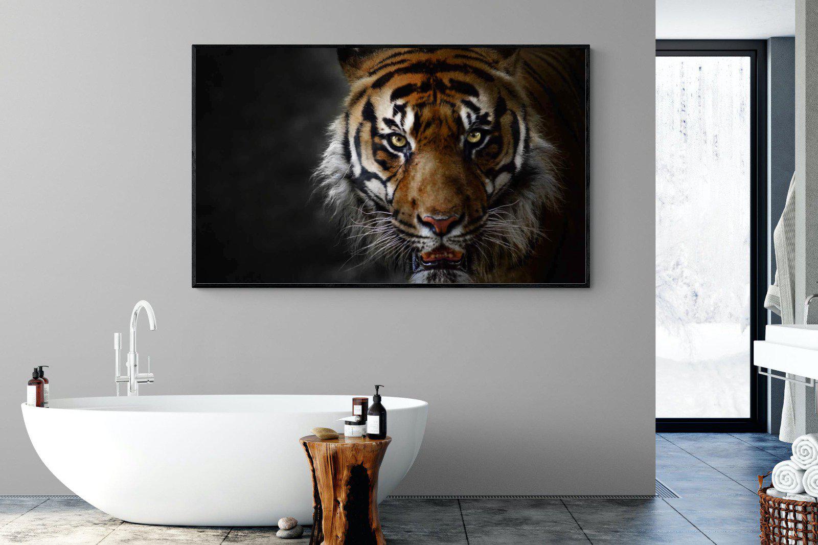 Tiger-Wall_Art-180 x 110cm-Mounted Canvas-Black-Pixalot