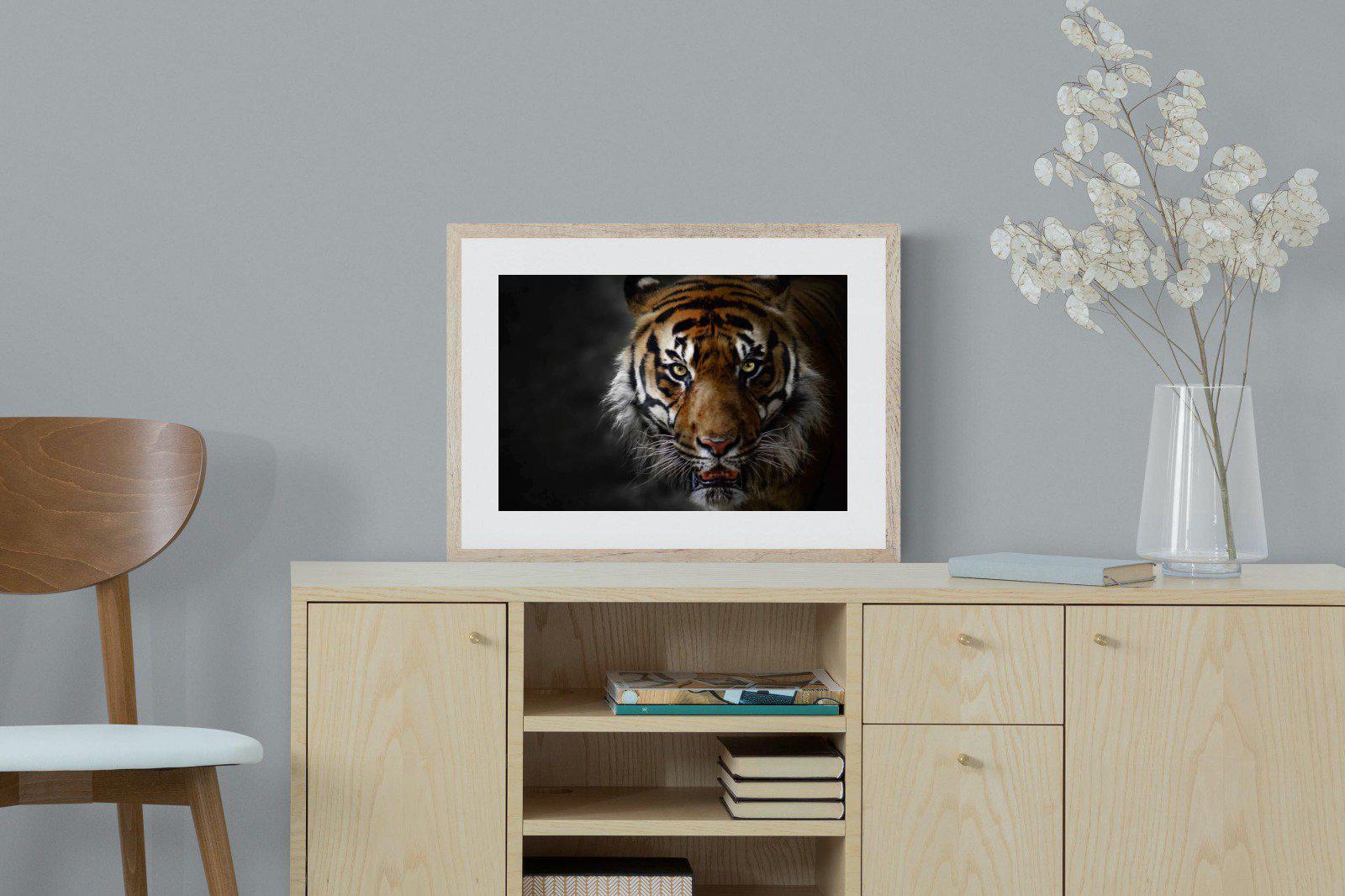 Tiger-Wall_Art-60 x 45cm-Framed Print-Wood-Pixalot
