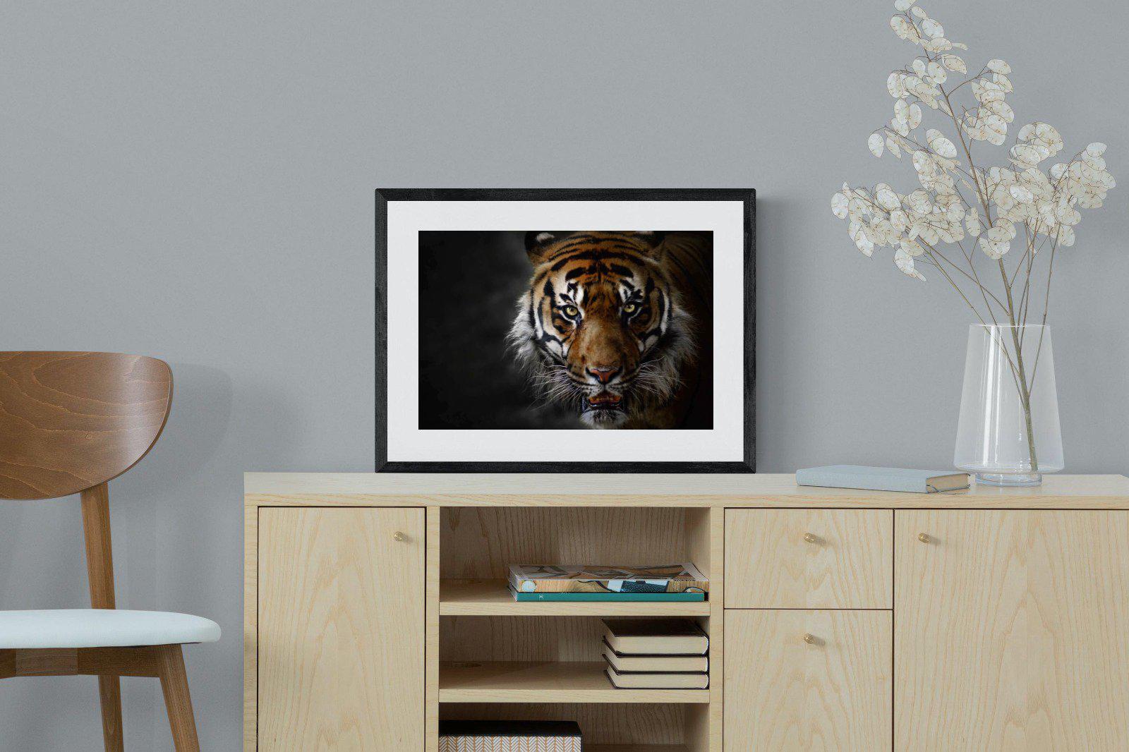 Tiger-Wall_Art-60 x 45cm-Framed Print-Black-Pixalot