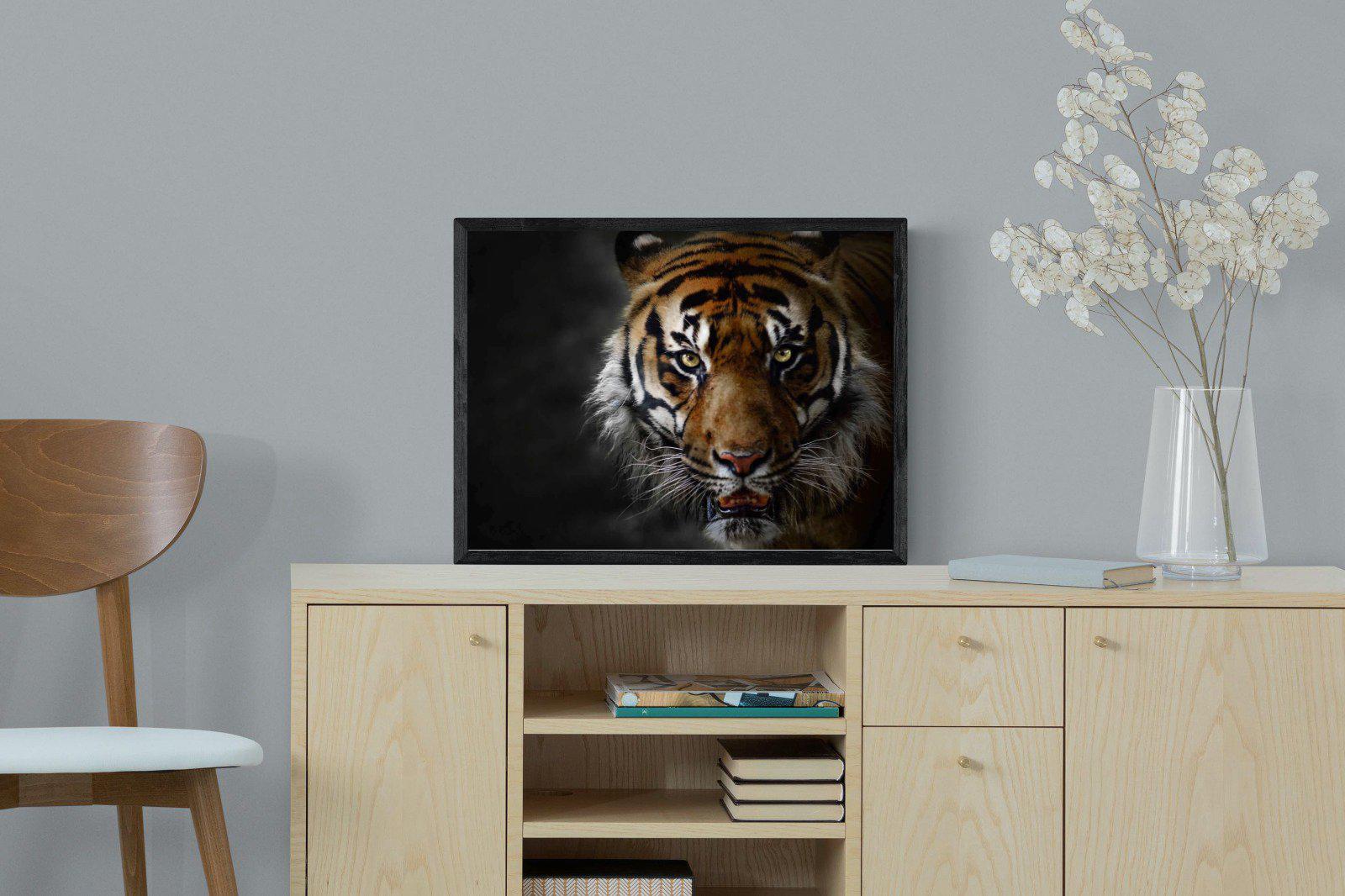 Tiger-Wall_Art-60 x 45cm-Mounted Canvas-Black-Pixalot