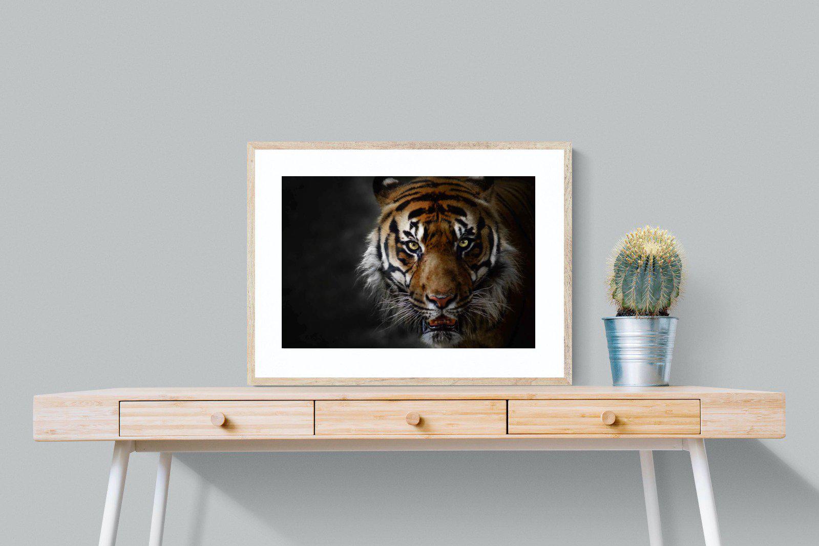 Tiger-Wall_Art-80 x 60cm-Framed Print-Wood-Pixalot
