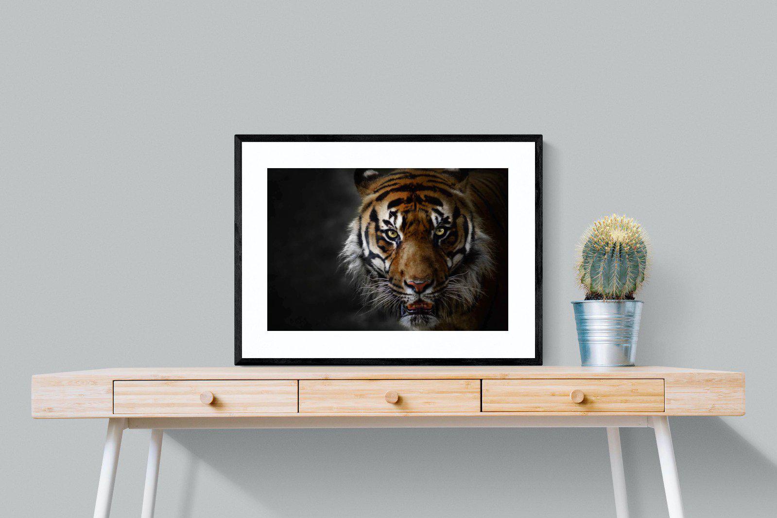 Tiger-Wall_Art-80 x 60cm-Framed Print-Black-Pixalot