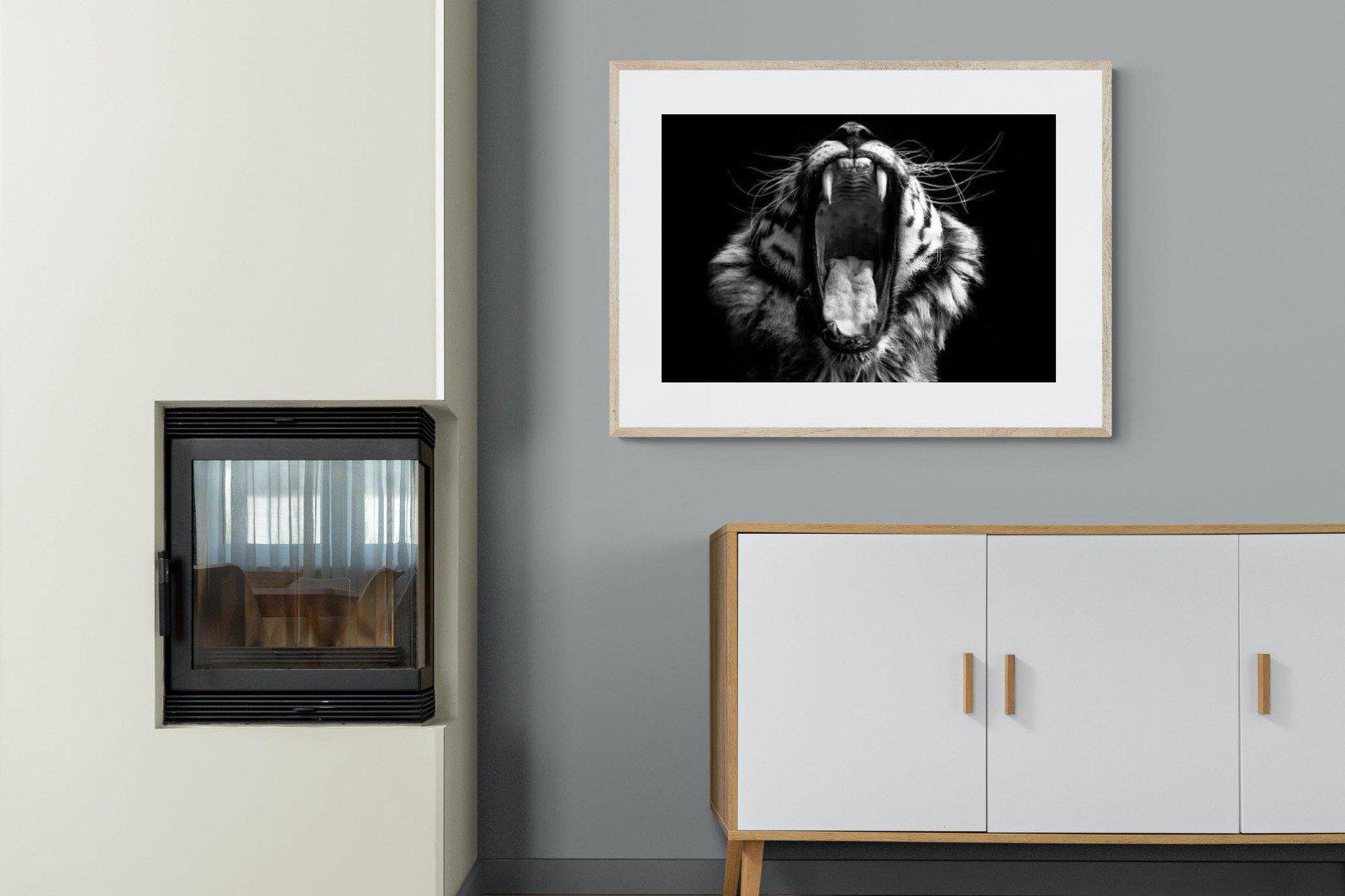 Tiger Roar-Wall_Art-100 x 75cm-Framed Print-Wood-Pixalot