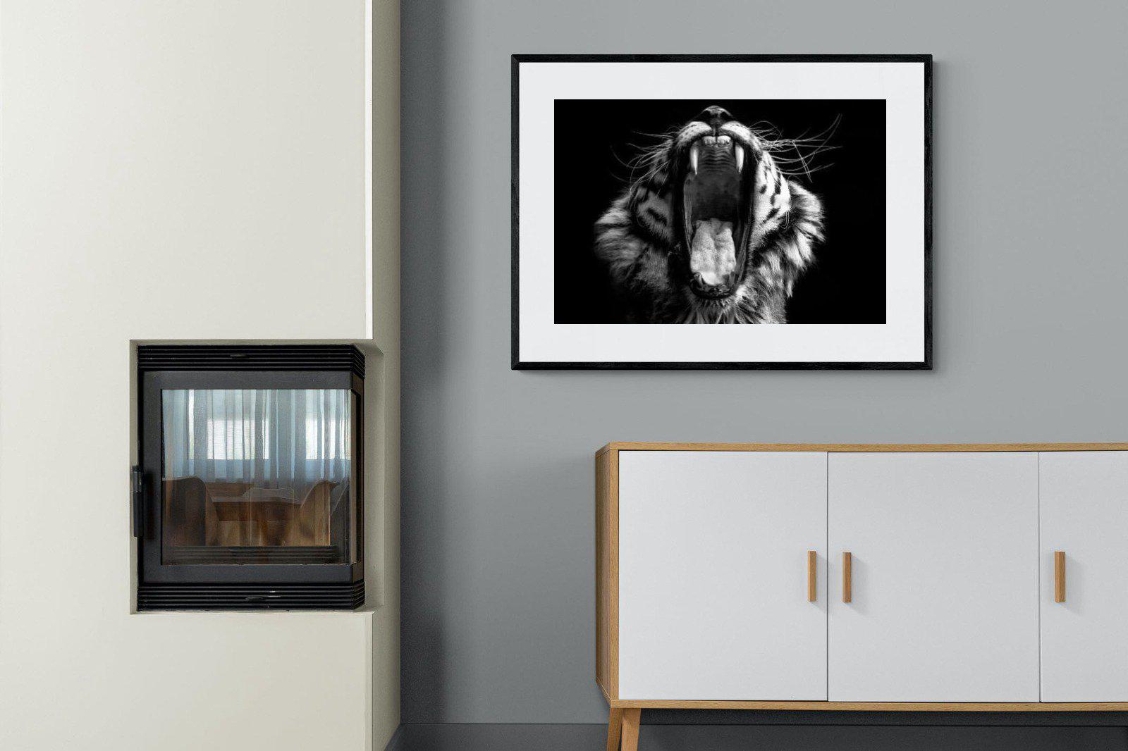 Tiger Roar-Wall_Art-100 x 75cm-Framed Print-Black-Pixalot