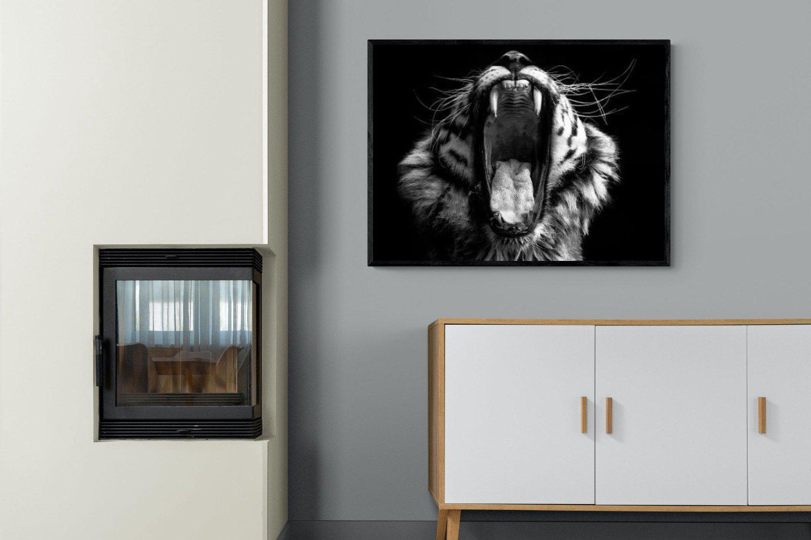 Tiger Roar-Wall_Art-100 x 75cm-Mounted Canvas-Black-Pixalot