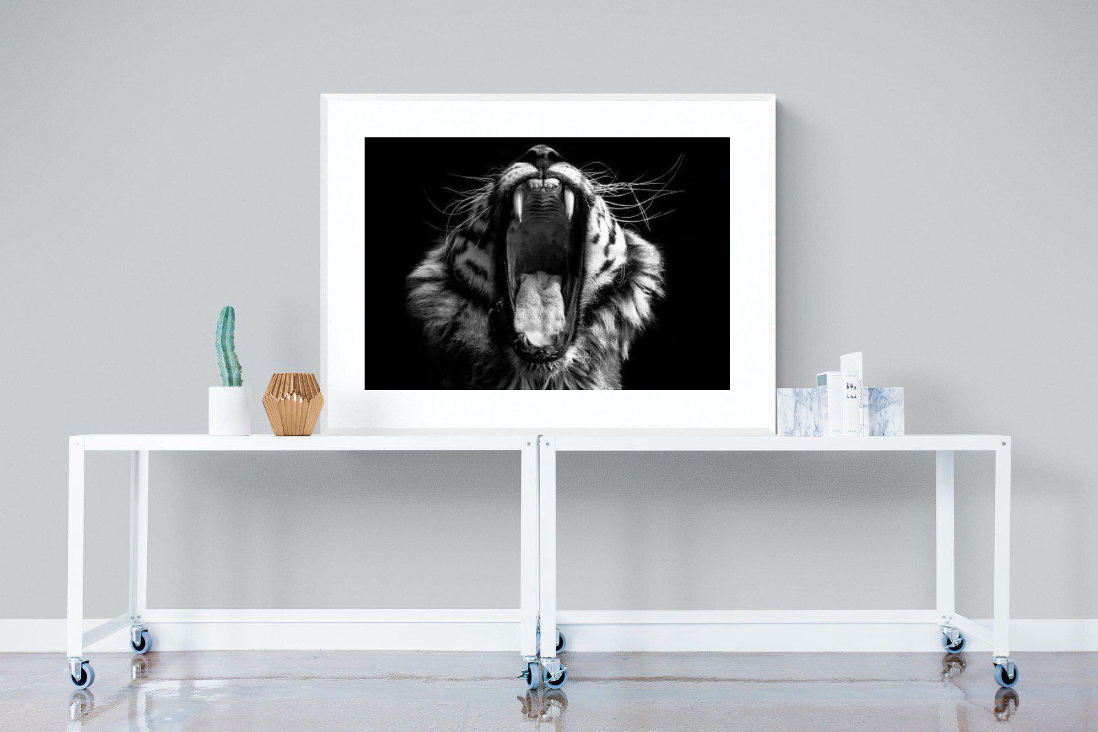 Tiger Roar-Wall_Art-120 x 90cm-Framed Print-White-Pixalot